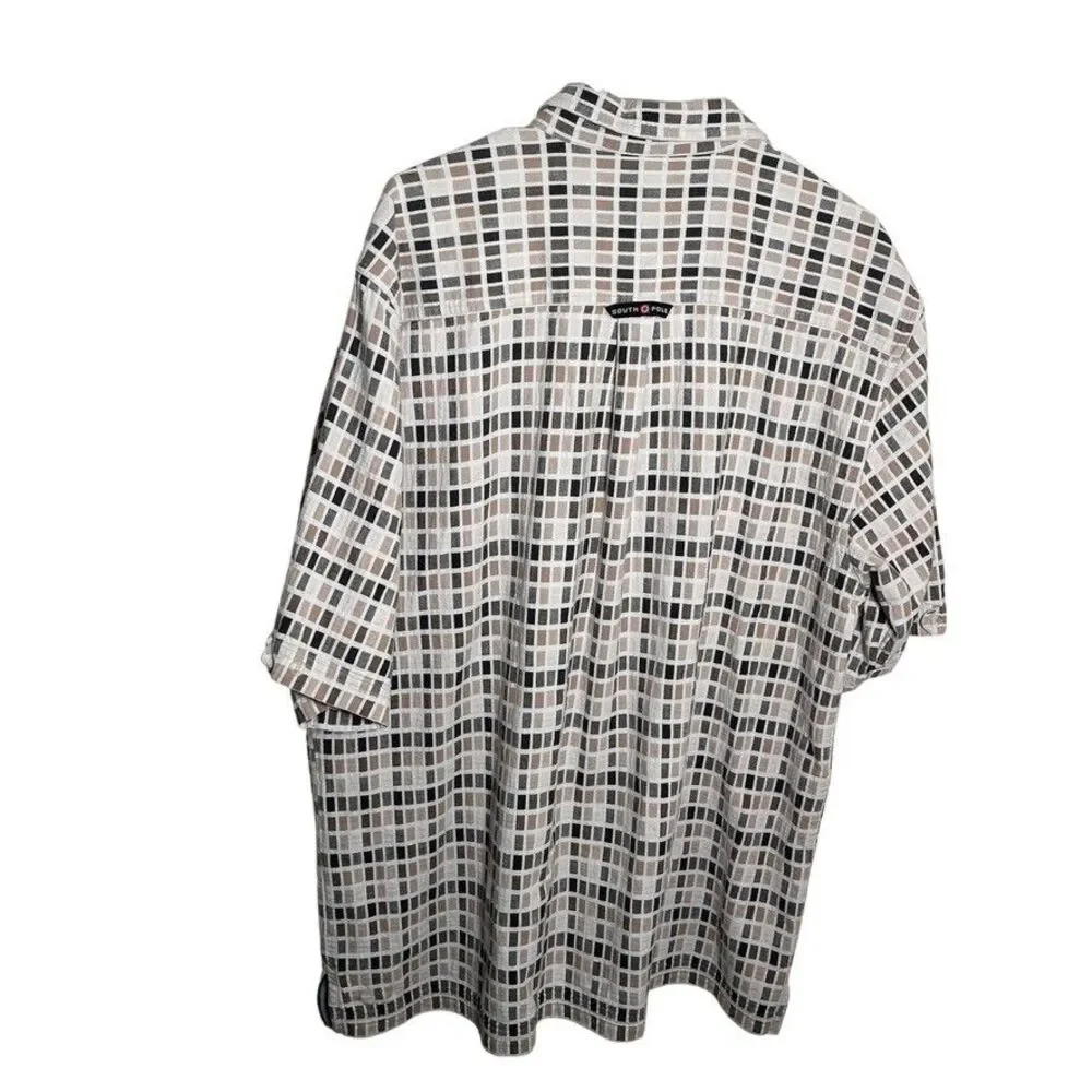 Southpole Shirt Men's XXL Textured Button Up Collared Short Sleeve Brown - Picture 5 of 9